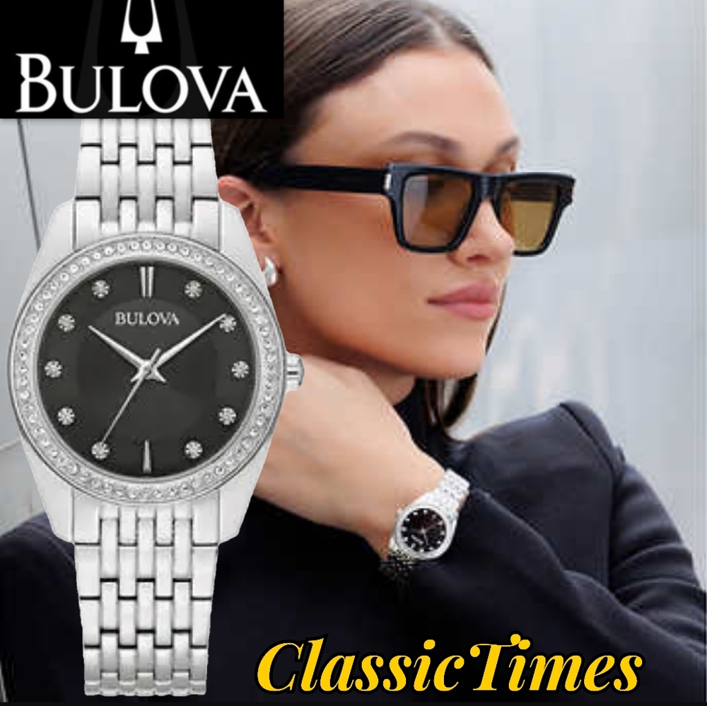 ***BRAND NEW*** Bulova Classic Crystal Stainless Steel Quartz Ladies Watch